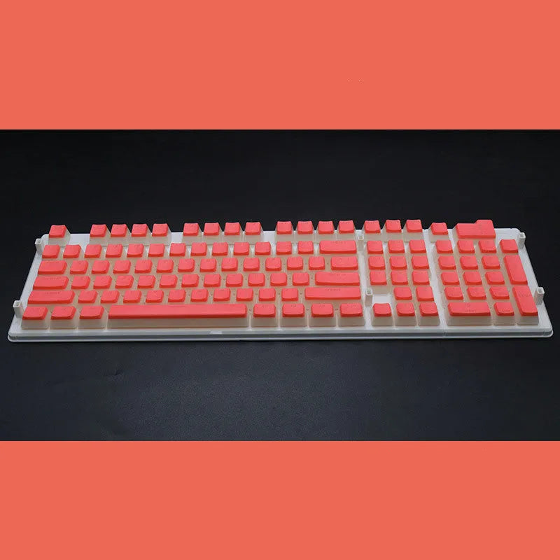 Set of 108 translucent pudding-style PBT keycaps for mechanical keyboards in assorted colours.