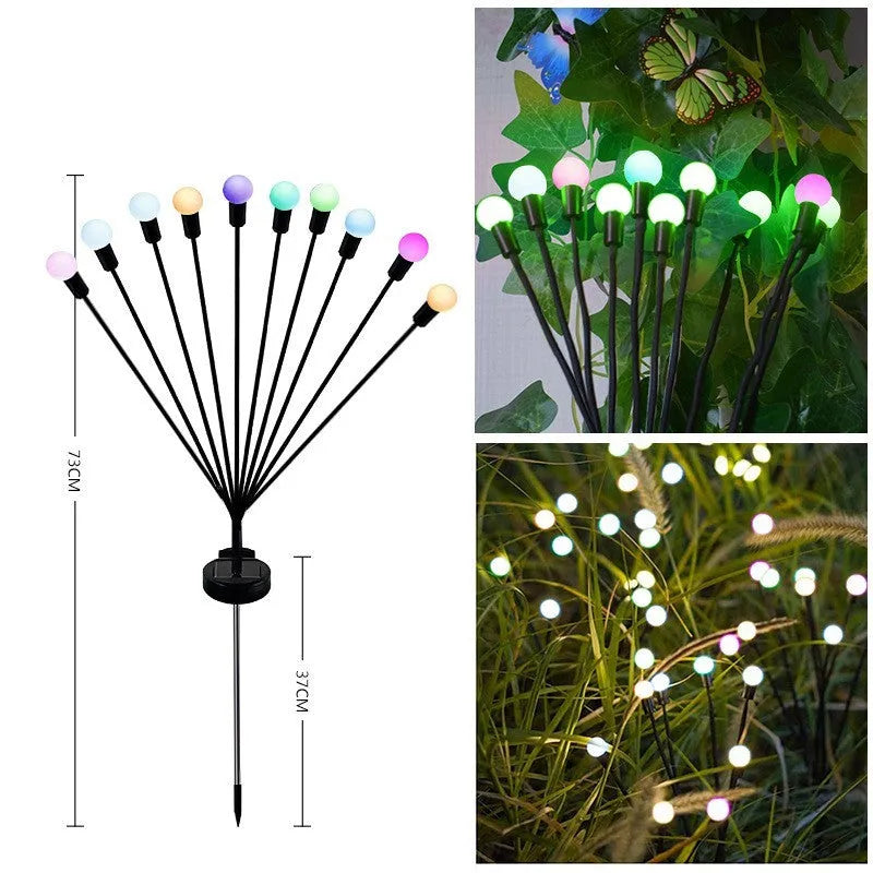 Solar-powered LED garden light with ground spike for soil installation in warm white or coloured lighting options