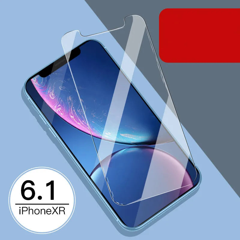 Tempered glass screen protector for Apple iPhone with rear and front film options.