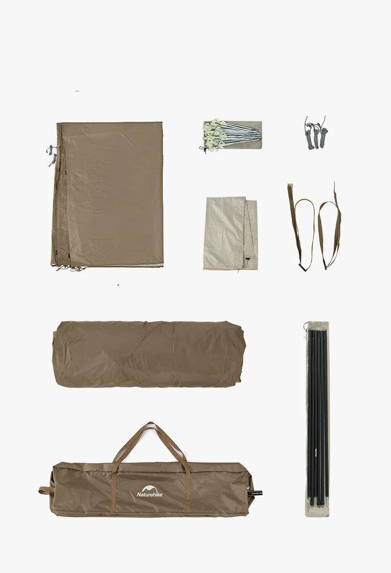 Dark coffee automatic ridge camping tent with two rooms one hall, fabric 10D polyester oxford cloth silver coated