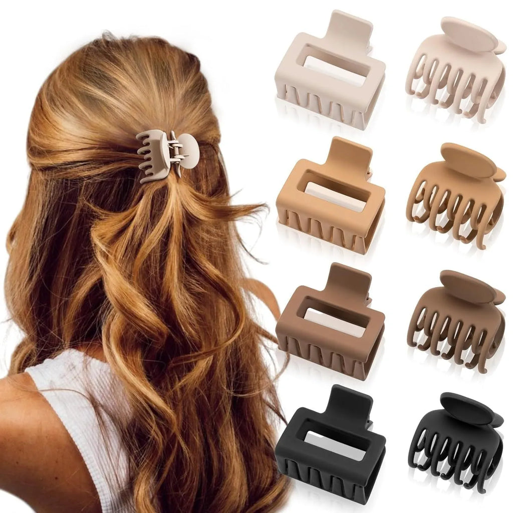 Women's rose red hair clips with frosted grip and quadrilateral pointed toe design