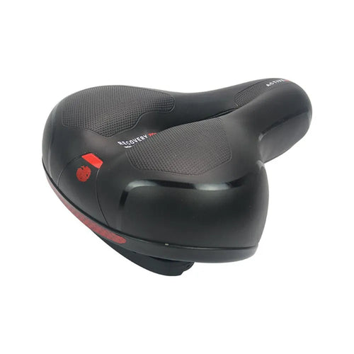 Bicycle saddle cushion with soft silicone padding and waterproof cover, includes wrench and tyre repair kit