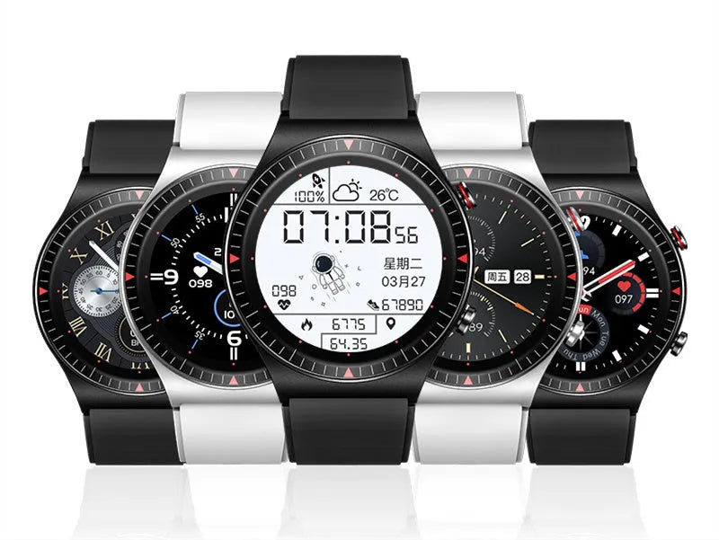 Bluetooth call smart watch with 1.28 inch screen, metal and plastic body, TPU silicone strap, black colour, showing music recording and step counting functions