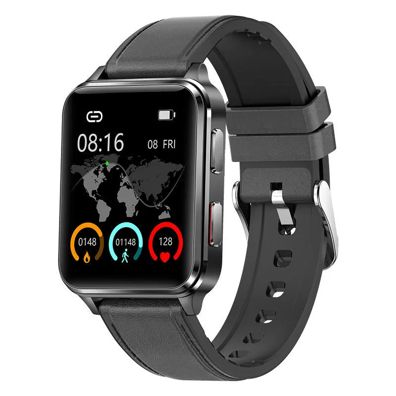 Blue all-weather multi-sport watch with a 1.70-inch screen on a silicone wristband