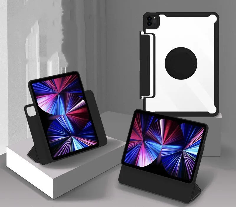 iPad magnetic protective case in multiple colours with a retractable drawer for Apple Pencil storage.