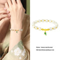 Women's S925 sterling silver and Hetian jade bracelet with bamboo leaf design.