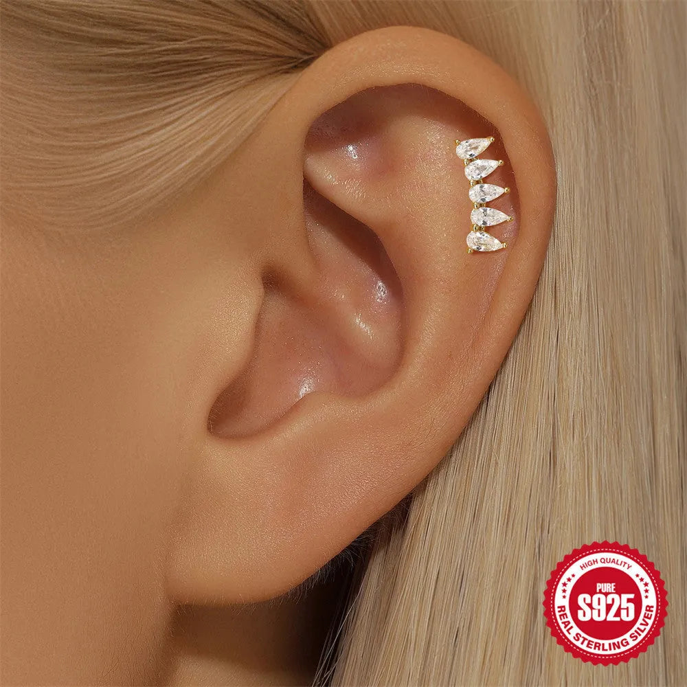 S925 sterling silver moon and star earrings with embedded diamond accents in a gold colour finish.