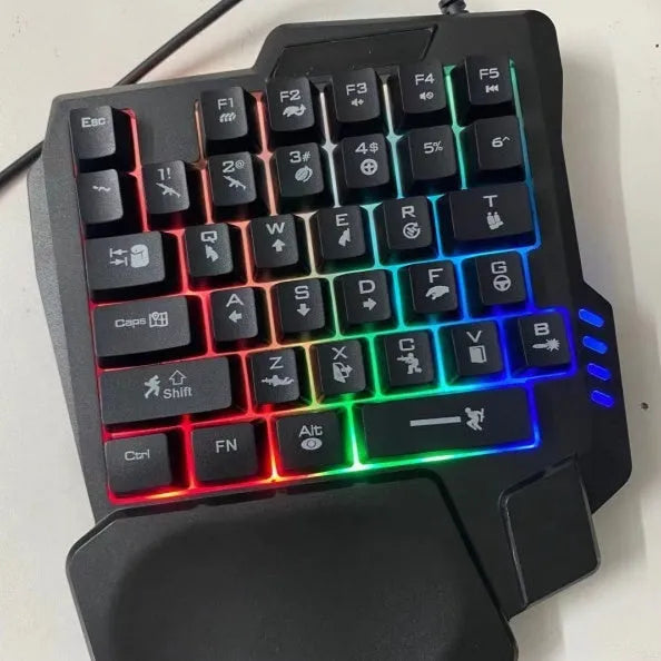 Black single-handed mechanical keyboard and mouse set with 1.5 metre cable