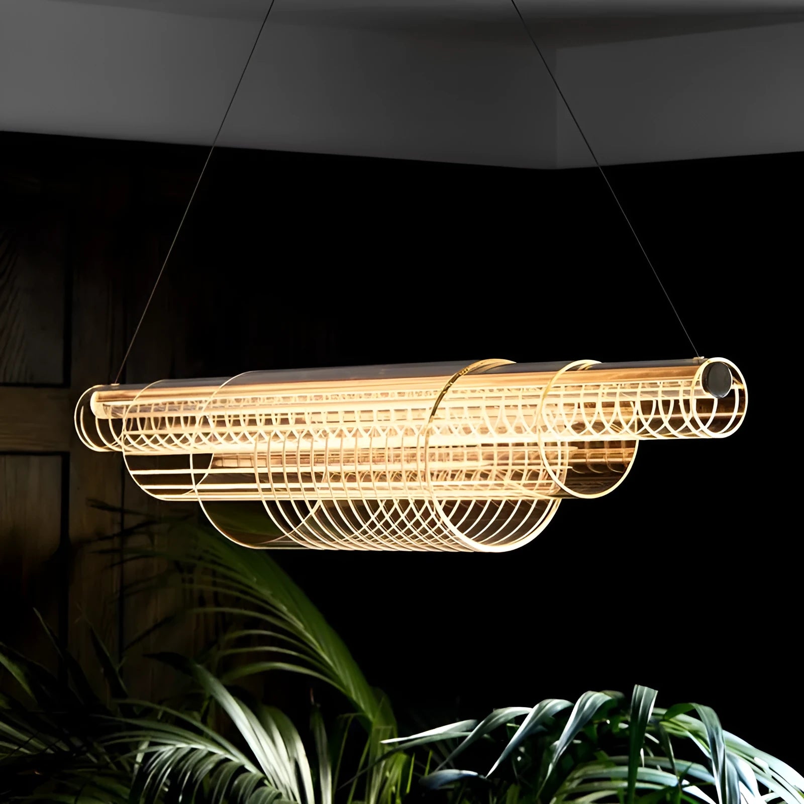 Modern glass pendant lamp with iron body for restaurant or bar lighting
