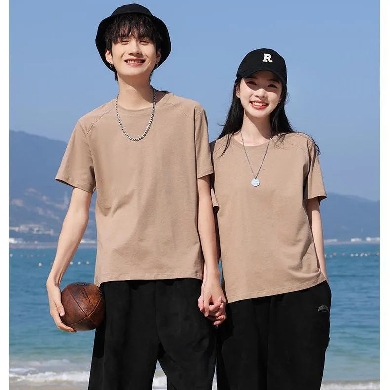 Men's pure cotton straight cut short sleeve t-shirt in solid colour