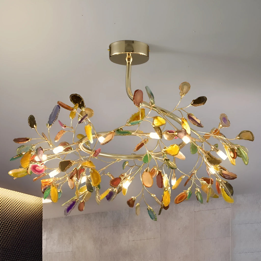 Nordic modern minimalist 8-head metal agate ceiling light, 650 by 550 millimetres, blue colour option