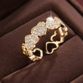 Adjustable geometric heart ring for couples in gold or silver finish