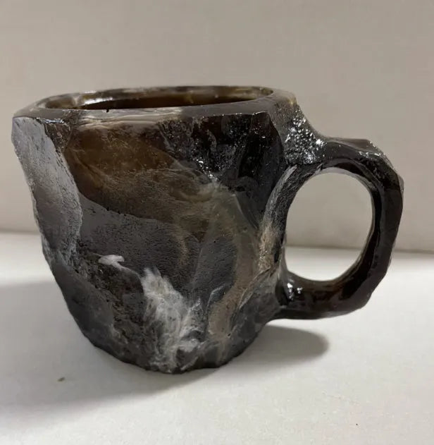 Resin mineral crystal coffee mug with handle showing clear design and colour options