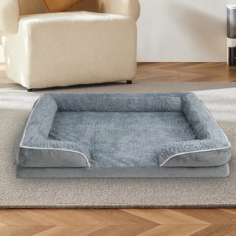 Removable washable waterproof dog kennel mat in light grey, shown in a metal crate.