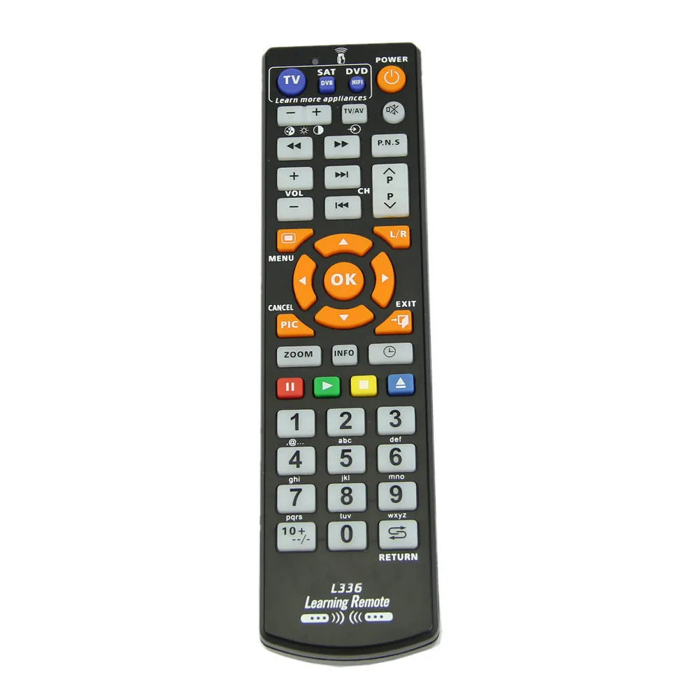 Black L336 learning remote control with standard button layout