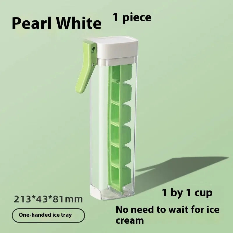 Food grade press-release ice cube tray with storage box in Maldives colour or pearl white.