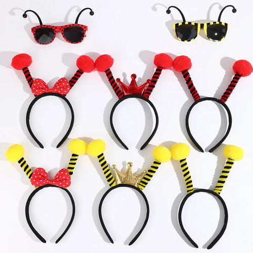 Children's bees fancy dress set with cloth headband and matching glasses in yellow