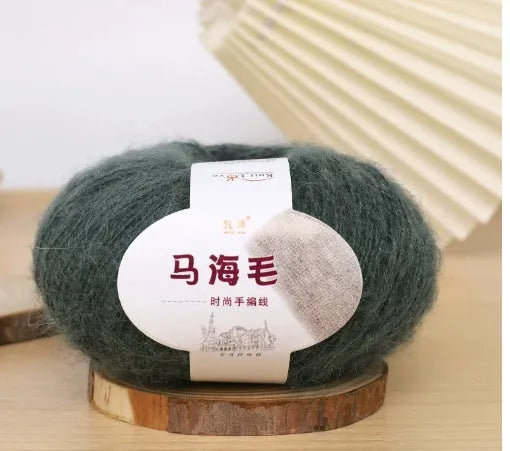 Mohair wool ball for DIY hand-woven scarf kit in one of 34 available colours