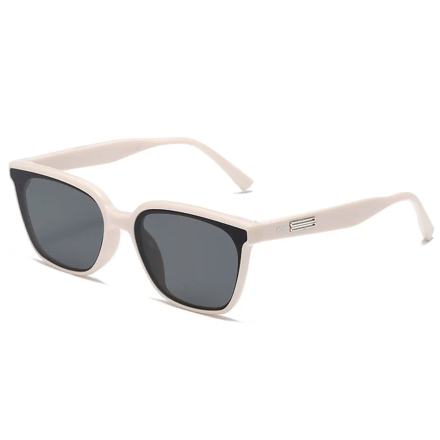 Small frame women's retro sunglasses with black frame and black and gray lenses