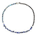 Blue hand-woven multi-layer bracelet with crushed Fang Hui stone and gold obsidian geometric design