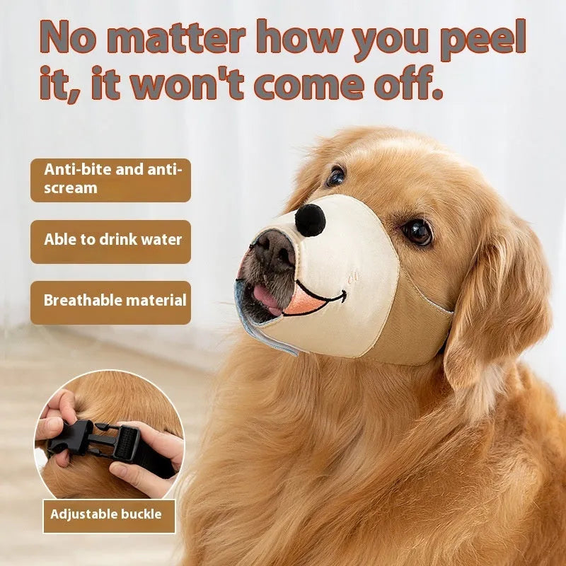 Canvas dog muzzle in Ollie Brown Bear colour, shown in size L for dogs 12.5kg to 30kg.