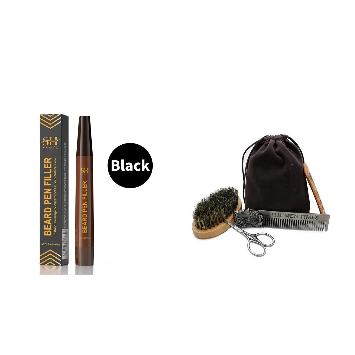Men's sweatproof eyebrow pencil in black and dark brown for beard and hairline grooming