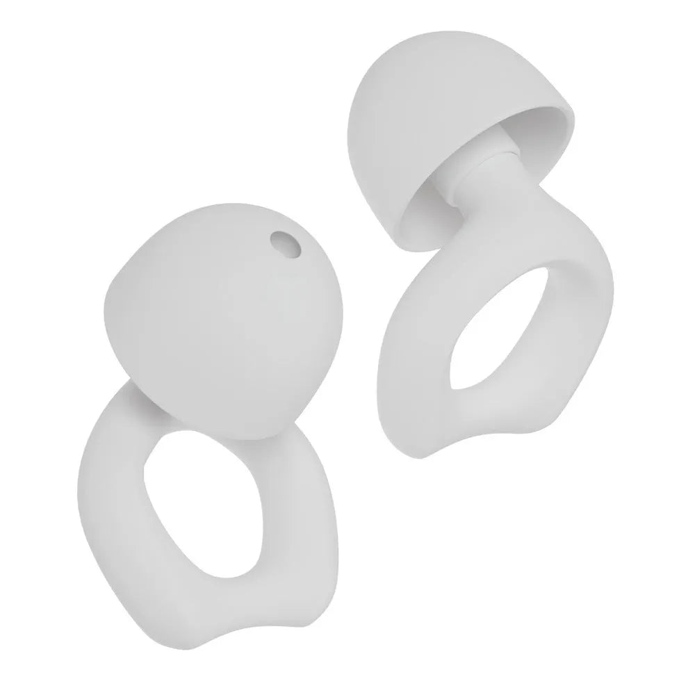 A pair of reusable silicone soundproof earplugs in one of five colours: black, blue, green, purple, or white.