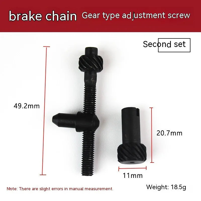 Chainsaw tension adjustment wire set showing multiple nylon thread spools in different diameters from 0.3mm to 1.2mm