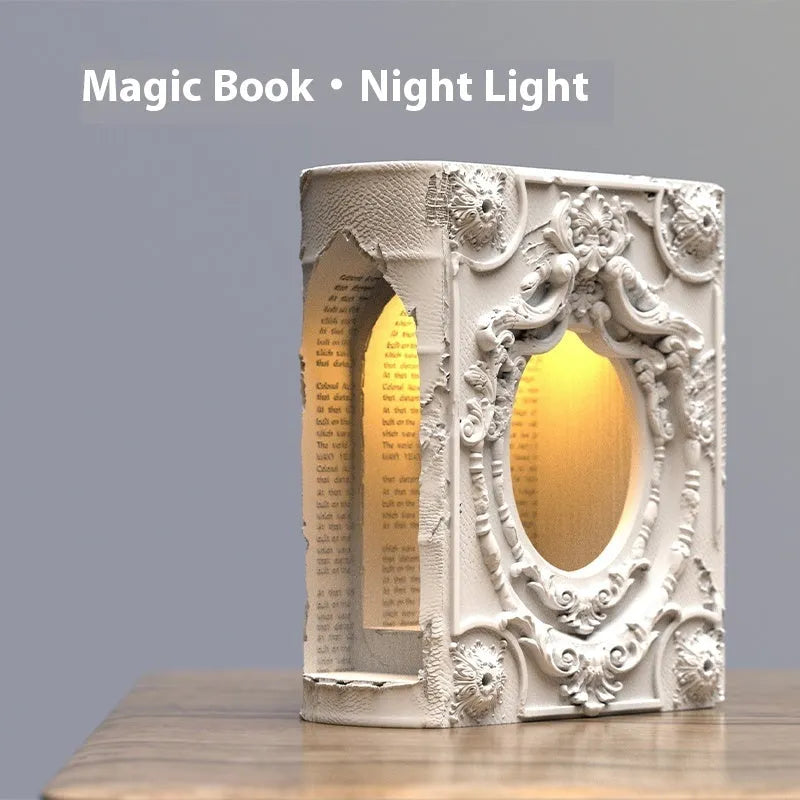 Magic Book gypsum table lamp in book shape for bedroom bedside ornament with switch control