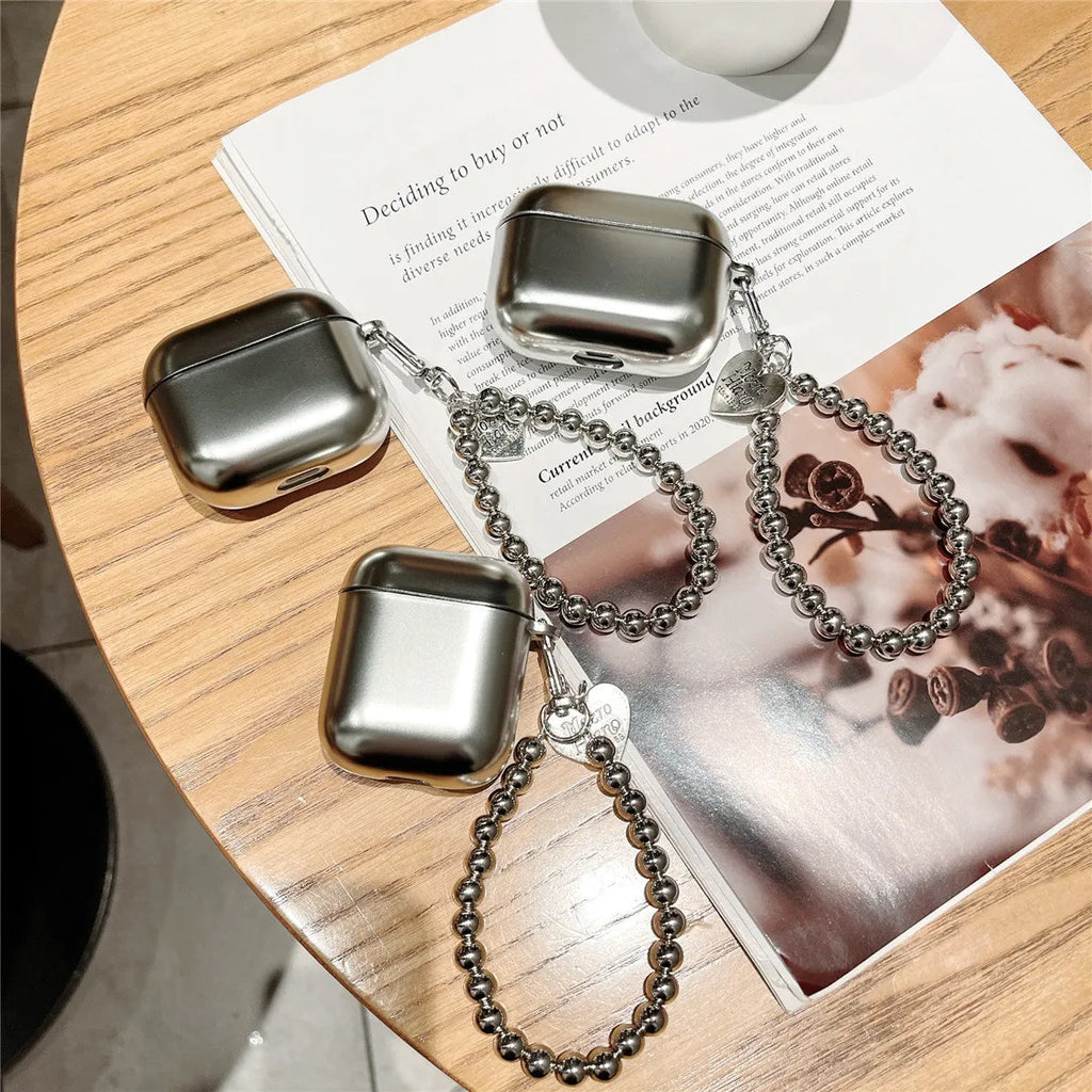 Matte plating TPU protective cover for AirPods 4 earphone case with bracelet