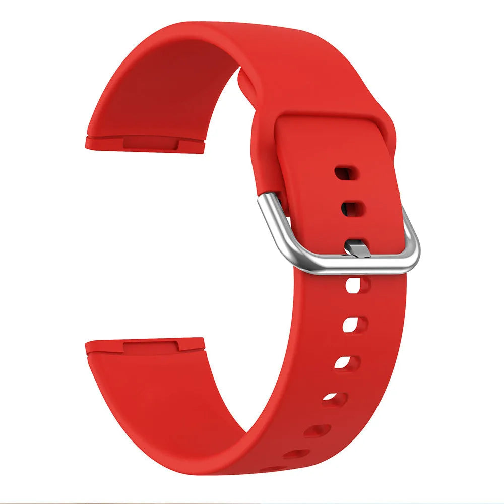 Solid colour silicone strap with silver buckle for Fitbit Versa 3 and Sense 2 watches