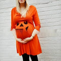 Orange cotton maternity dress for Halloween and seasonal wear in various sizes