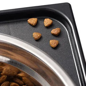 Black pet lifting feeding bowl with anti-tumble base and stainless steel double bowl for medium large dogs