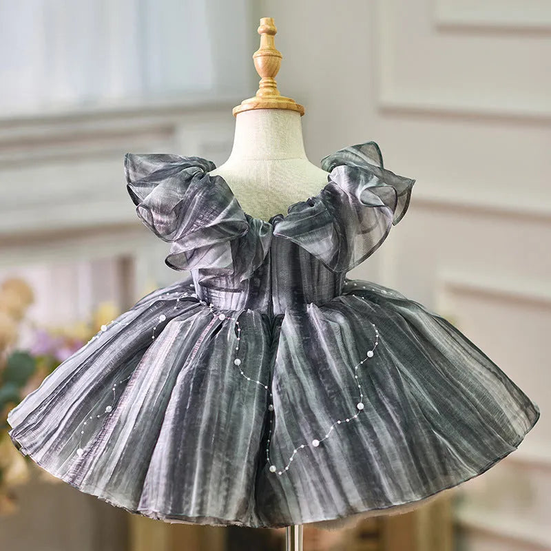 New girls birthday party dress high grade gray princess style suitable for 80cm to 160cm height