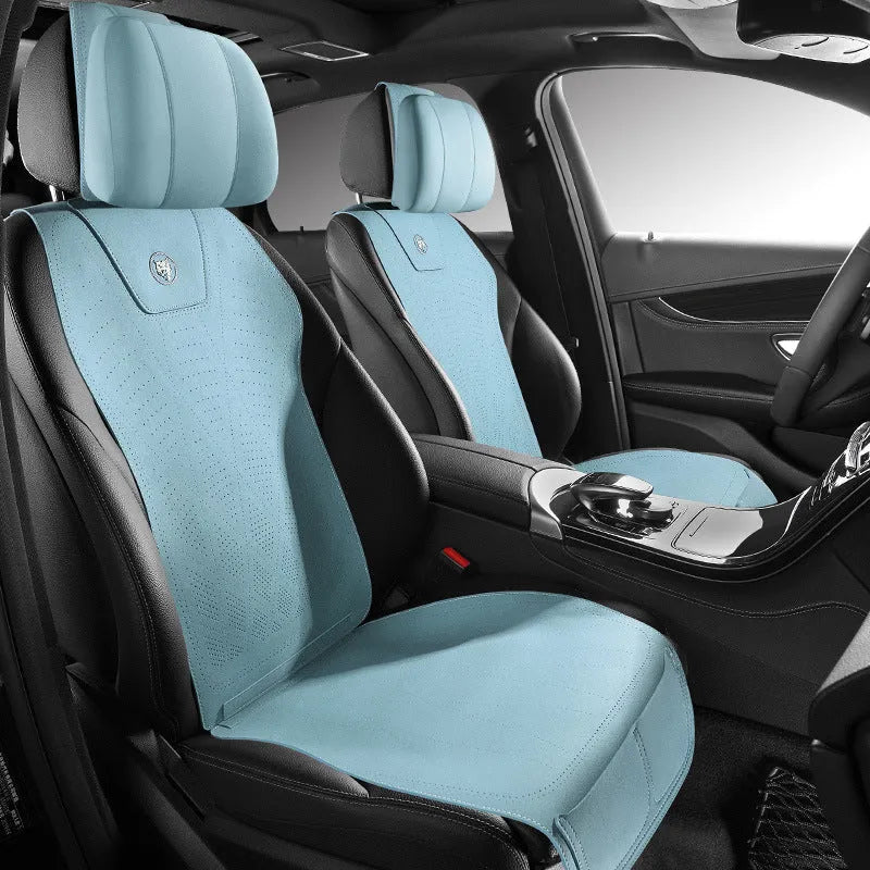 Tailored leather car seat cover with gradient hole design in Hermes orange colour