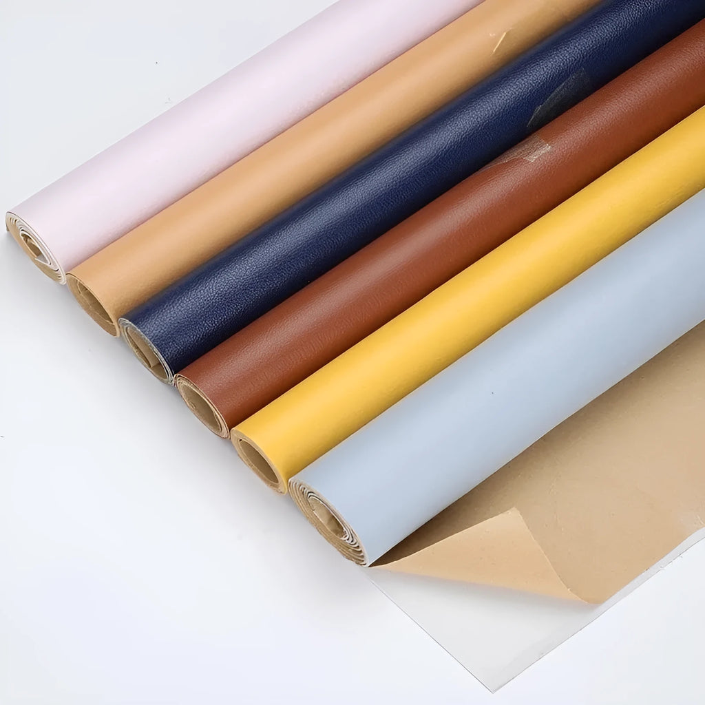 Self-adhesive leather repair patch in multiple colours, 0.5mm thick, for sofa or car seat