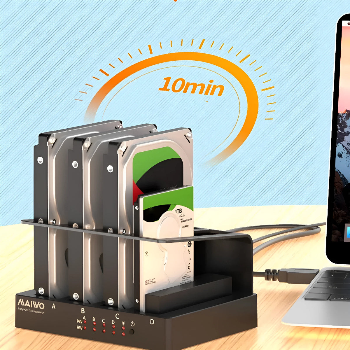 External hard disk enclosure four-bay K305BU3S ABS metal USB 3.0 with power adapter and cables