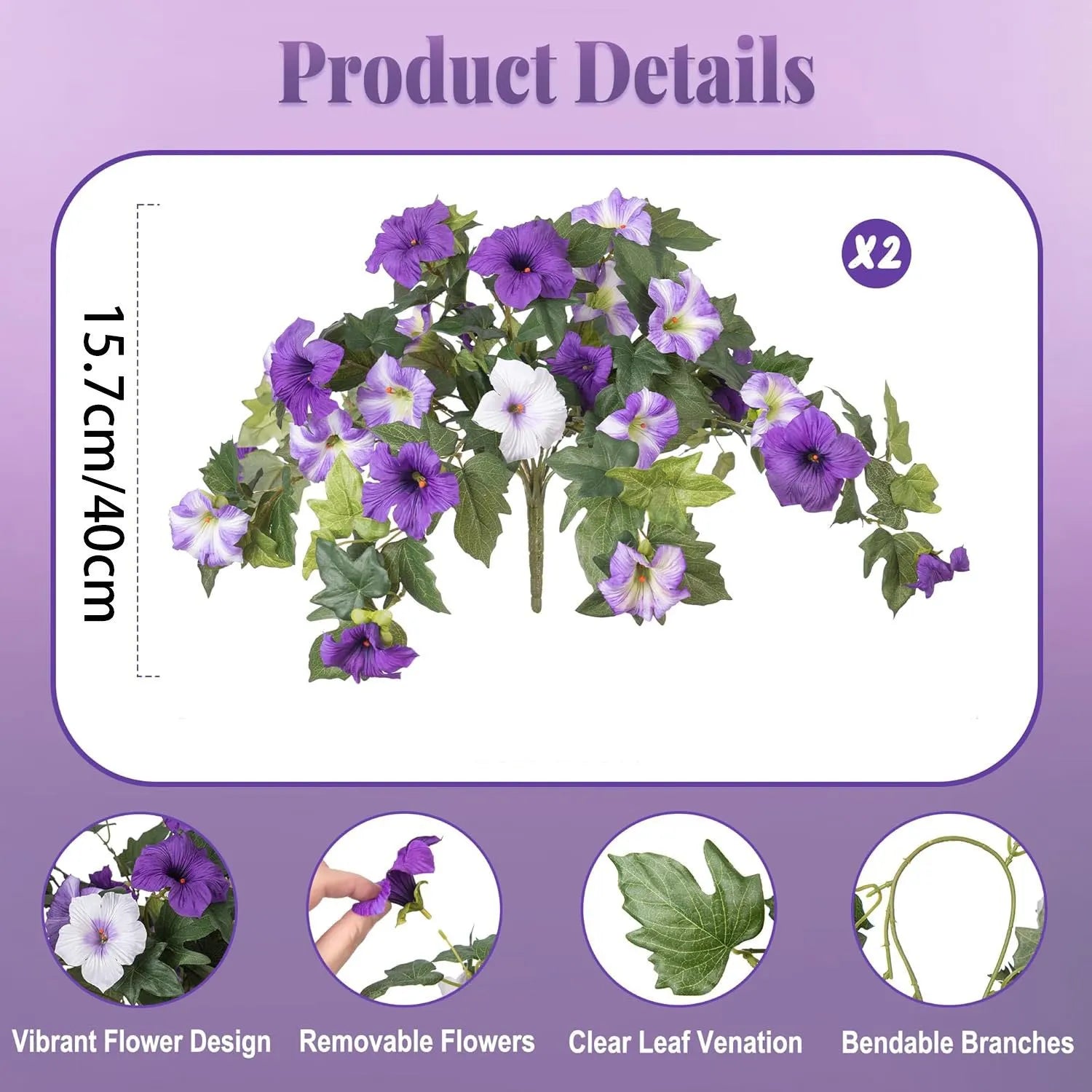 Purple, red, orange, and rose red 12-fork plastic artificial silk flower garden container.