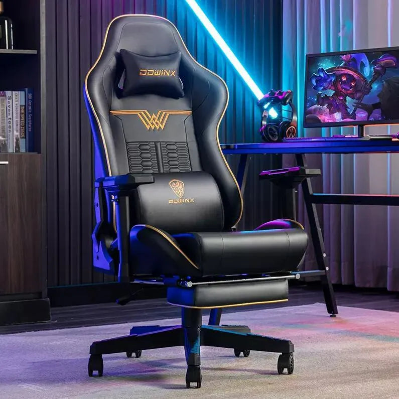 Dowinx Ls-6010 gaming chair with 4D armrests in black, grey, or yellow colours