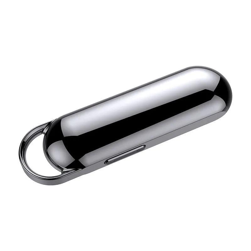 Black one-key recording smart voice recorder with pen-shaped body and button on top