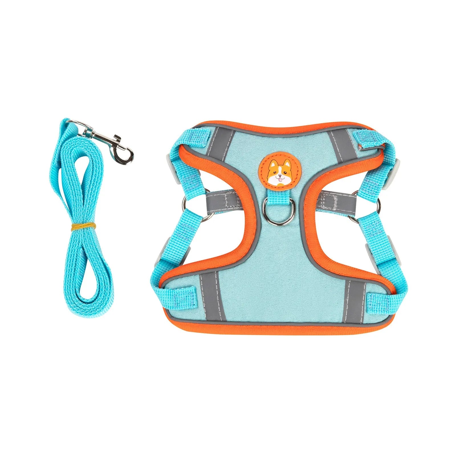 Adjustable dog harness with haulage rope system and chest strap in multiple colour options