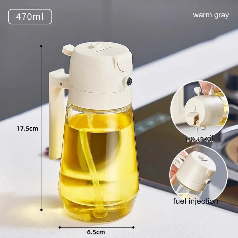 470ml glass kitchen oil sprayer dispenser bottle with ergonomic handle in four colour options