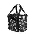 Fashion aluminum alloy folding car basket bag in black and white flowers, Oxford cloth material