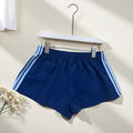 Men's navy blue high waist nylon sports shorts with micro elasticity casual style