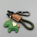 Handmade cowhide car key ring pendant with zinc alloy belt buckle and flanelle rope