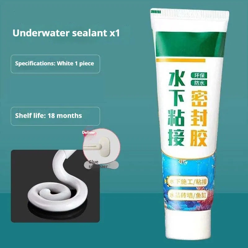 Underwater adhesive sealant for glass fish tank leakage repair, white and transparent options