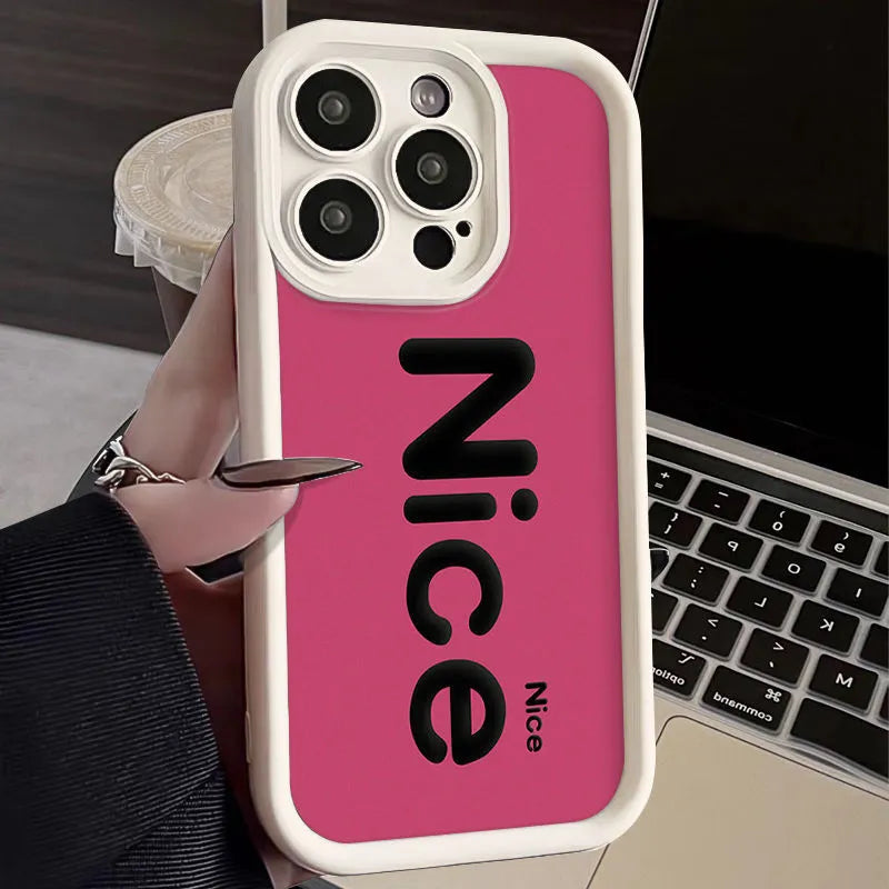 TPU phone case with cartoon design for iPhone 11-15 Pro Max in beige and black background
