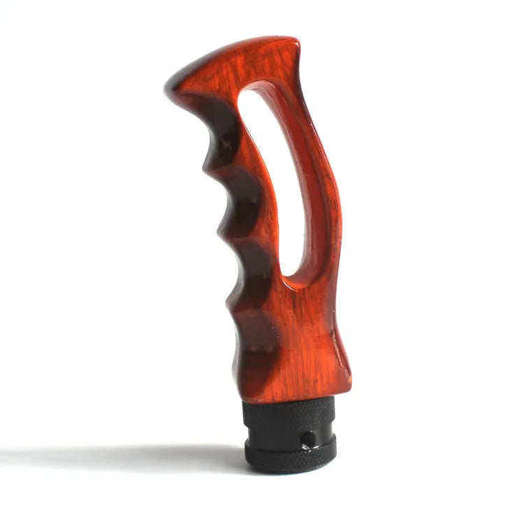 Knife handle shaped car gear shift knob in black resin and imitation metal with screws and sleeve