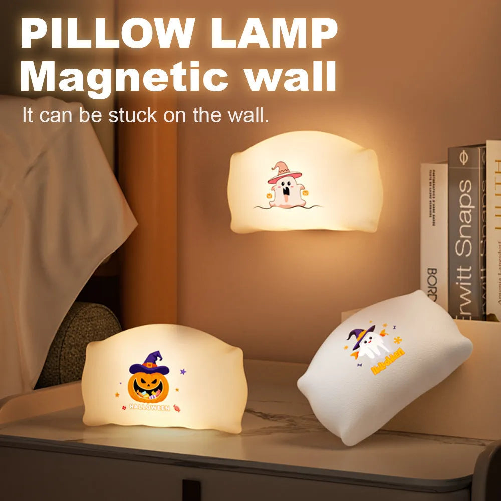 Cartoon creative Halloween doll table lamp with warm light, 99x70x50mm, Magic Ghost colour, on a bedside table