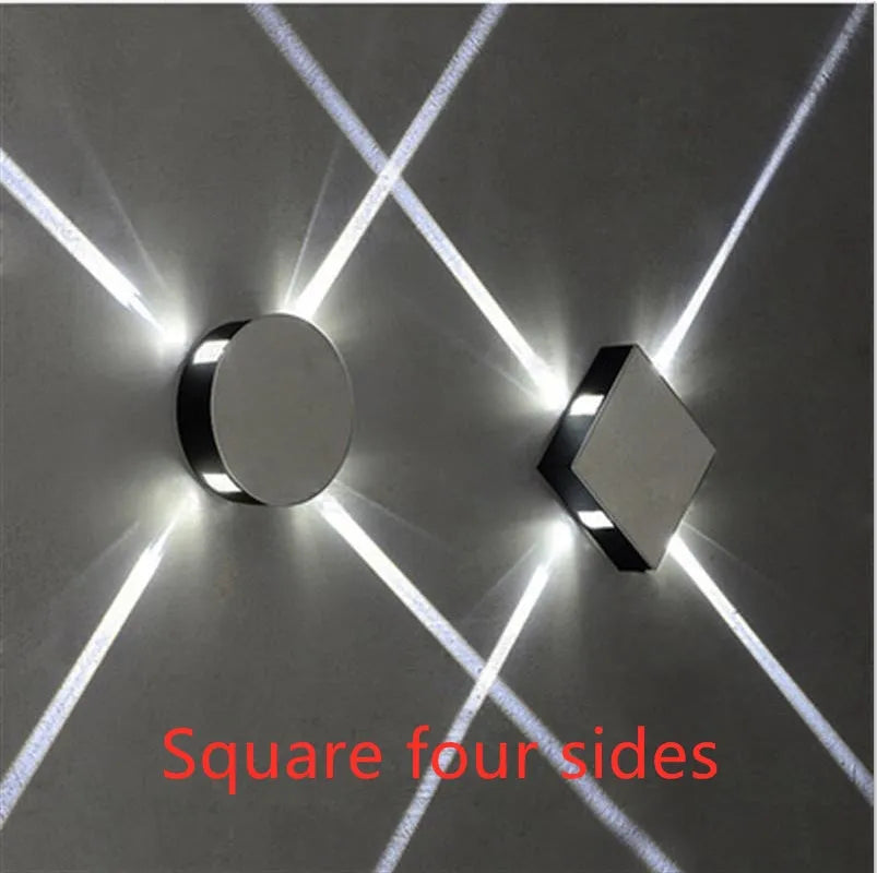 Square and round modern LED wall light with aluminium body and iron lampshade